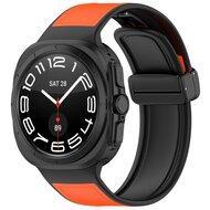 Hybrid leer + siliconen band - Oranje - Samsung Galaxy Watch Ultra 47mm - thumbnail