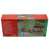Kerstfiguur voor binnen - Kerstman in een slee met rendieren - 10 LEDs - 14 x 36 cm - Meerkleurig - Werkt op batterijen - Kerstverlichting - thumbnail