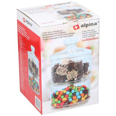 Opbergpot glas 2 laags d16x28cm