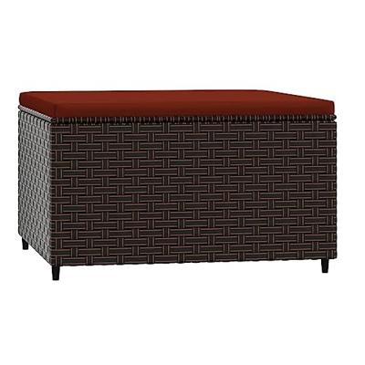 Voetensteunen 2 st met kussens poly rattan bruin