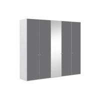 Goossens Kledingkast Easy Storage Ddk, Kledingkast 253 cm breed, 220 cm hoog, 4x glas draaideur en 1x spiegel draaideur midden - thumbnail
