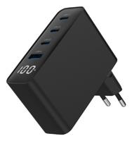 USB snellader 1xA, 3xC 100W Power Delivery zwart - thumbnail