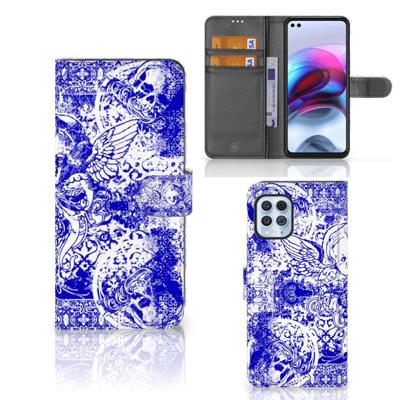 Telefoonhoesje met Naam Motorola Moto G100 Angel Skull Blauw Telefoonhoesje met Naam Motorola Moto G100 Angel Skull Blauw