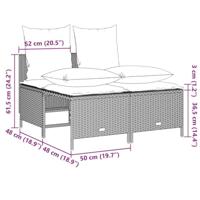 4-delige Loungeset met kussens poly rattan lichtgrijs - thumbnail