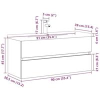 Wastafelkast Zwart eiken 90 x 39 x 62 cm Bewerkt hout - thumbnail