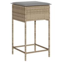 Tuinbarkrukken 2 st met kussens poly rattan beige - thumbnail