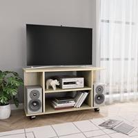 VidaXL Tv-meubel met wieltjes 80x40x45 cm bewerkt hout sonoma eiken - thumbnail