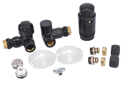 Luxe Thermostatische Radiator Aansluitset Riko Haaks Verkeerd Links Mat Zwart Riko