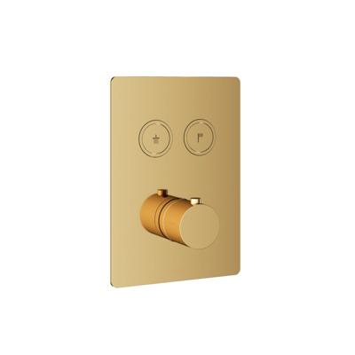 Douchethermostaat Hotbath Cobber Inbouw 2 Pushbuttons Vierkant Gepolijst Messing PVD (excl. inbouwdeel)