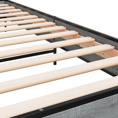 Bedframe bewerkt hout metaal grijs sonoma eiken 200x200 cm