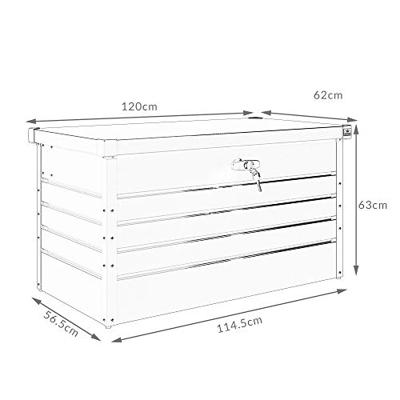 Tuinbox Kussenbox Lichtgrijs 385L metaal afsluitbaar Tuinbox Kussenbox Lichtgrijs 385L metaal afsluitbaar
