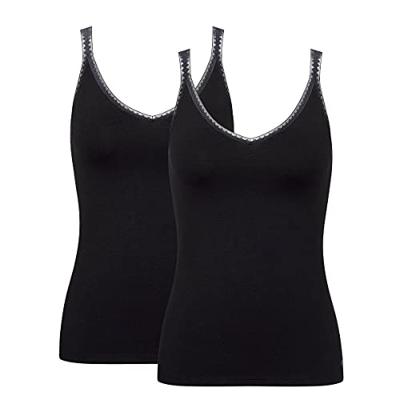 Ondergoed dames 2-pack - hemd Basic GO smalle band - Vrouwen onderhemd spaghetti bandjes biologisch katoen - L - Zwart - Top - Singlet - L