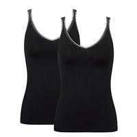 Ondergoed dames 2-pack - hemd Basic GO smalle band - Vrouwen onderhemd spaghetti bandjes biologisch katoen - L - Zwart - Top - Singlet - L - thumbnail