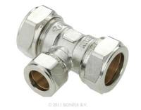 Bonfix knelkoppeling - T-stuk verlopend - 22mm x 15mm x 15mm - Vertint Messing - thumbnail