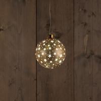Ball Glass Matt Gold With Stars 10 cm en Led Warm White en Anna's Collection - Annas collection - thumbnail