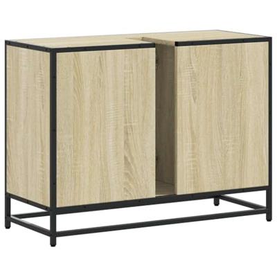 Wastafelkast 80x33x60 cm bewerkt hout sonoma eikenkleurig