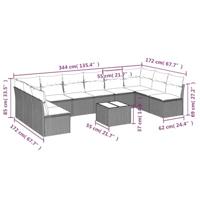 11-delige Tuinset met kussens poly rattan beige - thumbnail