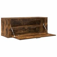 Schoenenkast wandgemonteerd 100x35x38 cm bewerkt hout eiken - thumbnail