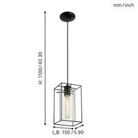Eglo HanglampLoncino zwart - 49495 - thumbnail