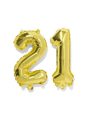 HEMA Folieballon getal 21 60cm goud (goud)