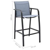 Tuinbarstoelen 2 st textileen grijs - thumbnail