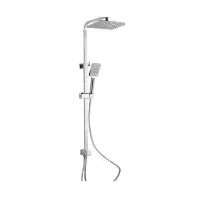 SILVER RAIN hoofddouche set, chroom ultra-dunne, lasergelaste wellness-hoofddouche, 25 x 25 cm volledig verchroomde handdouche met en met Push-Button metalen douchestang in hoogte verstelbaar, c