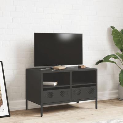 Tv-meubel 202x39x43,5 cm koudgewalst staal zwart