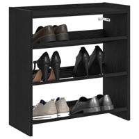VidaXL Schoenenrek 60x25x62 cm bewerkt hout zwart - thumbnail