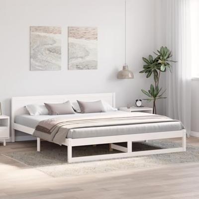 Bedframe met hoofdeinde Wit 180 x 200 cm Massief grenenhout