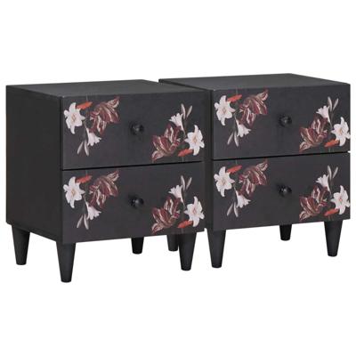 Nachtkastje 2 pcs Bruin 40 x 33,5 x 46 cm Massief Mango Hout Nachtkastje 2 pcs Bruin 40 x 33,5 x 46 cm Massief Mango Hout