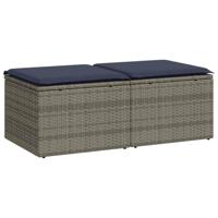 2-delige Loungeset met kussens poly rattan acacia grijs - thumbnail