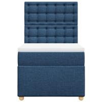 Boxspring met matras stof blauw 90x200 cm - thumbnail
