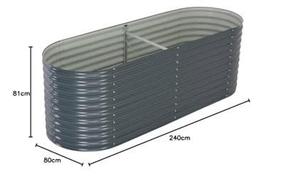 VidaXL Plantenbak verhoogd 240x80x81 cm gegalvaniseerd staal grijs