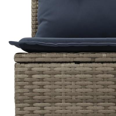 8-delige Loungeset met kussens poly rattan grijs