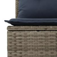 8-delige Loungeset met kussens poly rattan grijs - thumbnail