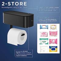Toiletrolhouder Tiger 2-Store met Opbergbakje 25 cm Zwart - thumbnail