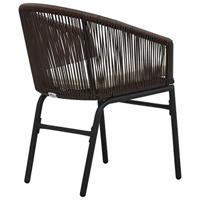 3-delige Bistroset met kussens PVC-rattan bruin - thumbnail