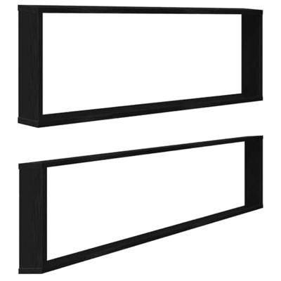 Wandrekken Kubusvormig 2 st 100x15x30 cm spaanplaat zwart - thumbnail