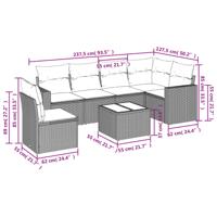 7-delige Loungeset met kussens poly rattan bruin - thumbnail