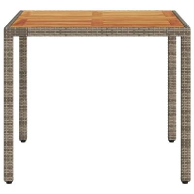Tuintafel met acaciahouten blad 90x90x75 cm poly rattan grijs