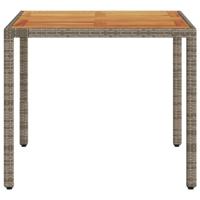 Tuintafel met acaciahouten blad 90x90x75 cm poly rattan grijs - thumbnail