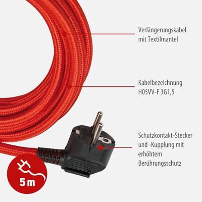 Brennenstuhl 1161830040 Stroom Verlengkabel Rood, Wit, Zwart 5.00 m H05VV 3G 1,5 mm²