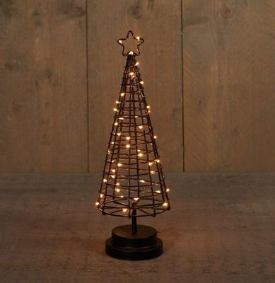 Batterijverlichting boom 3D zwart / koperdraad 45 LED classic 36 cm met timer - Annas collection