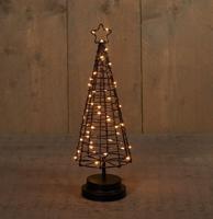 Kerstverlichting Batterijverlichting boom 3D zwart / koperdraad 45 LED classic 36 cm met timer Anna's collection - Annas collection - thumbnail