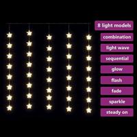 VidaXL Lichtsnoergordijn sterren met 200 led&apos;s en 8 functies warmwit - thumbnail