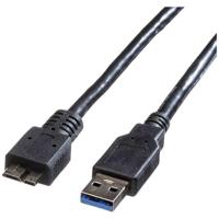 ROLINE USB 3.0-kabel, A ST - Micro B ST 0,8m zwart - thumbnail