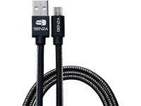 Senza Premium Leather Charge/Sync Cable Micro USB 1.5m. 12W Black - thumbnail