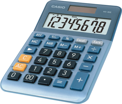 Casio MS-80E Bureaurekenmachine Blauw Aantal displayposities: 8 werkt op zonne-energie (l x b) 101 mm x 149 mm