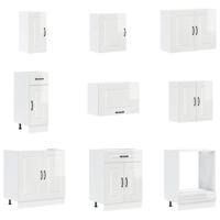14-delige Keukenkastenset Porto bewerkt hout glanzend wit - thumbnail