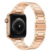 Stalen schakelband - Champagne goud - Geschikt voor Apple watch 44mm / 45mm / 46mm / 49mm - thumbnail